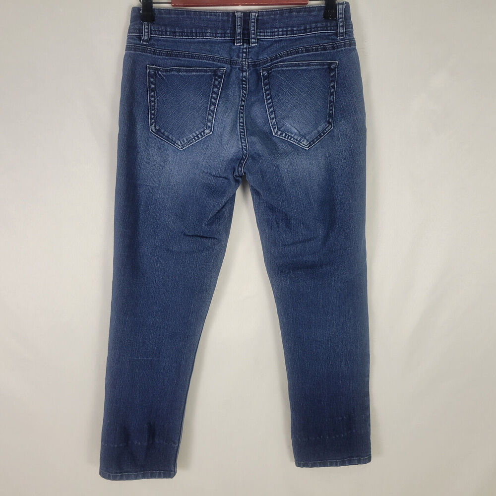 Elle Paris Jeans Womens 2 Blue Low Rise Denim Straight Double Button Dark Wash